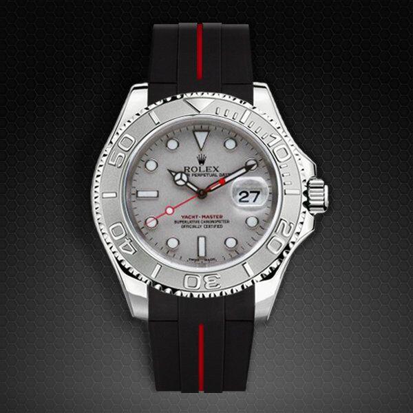 Gummirem til Rolex Yachtmaster 40 mm rød stribe Glidelock