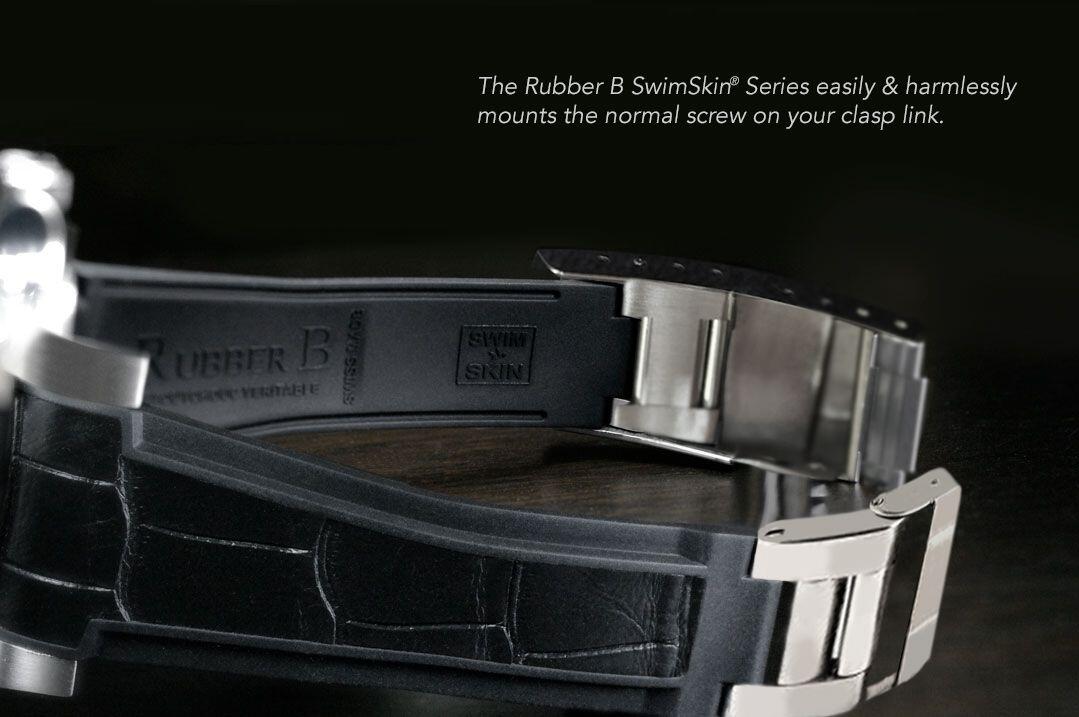 Gummirem til Rolex Yachtmaster 40 mm Sort Alligator Glidelock