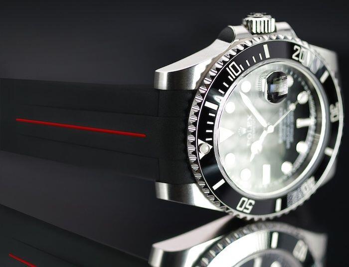 Gummirem med rød stribe til Rolex Explorer I 39 mm ref 214270 Classic Series VulChromatic®