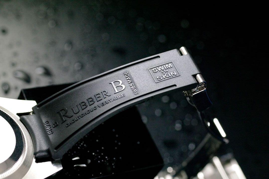 Gummirem til Rolex Explorer I 39 mm ref 214270 Sort Alligator Glidelock